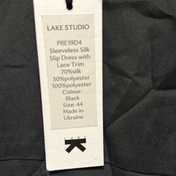 NWT Lake Studio thin strap black silk w/ lace trim  dress size 6-8 Ukraine 44 - Picture 3 of 8